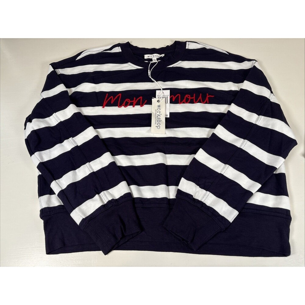 Workshop Republic Womens Sweater Striped Blue White Size Medium